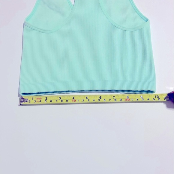 006.Free People Free Throw Washed Aqua Crop ripped top NWT - Picture 8 of 8